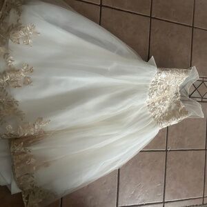 Beautiful Ivory and Gold Wedding Dress